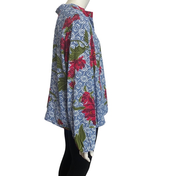 DG2 x DIANE GILMAN Blue Rose Floral Lightweight Zipper Jacket 3X - Picture 7 of 11